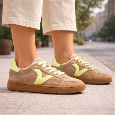 Victoria Smash Suede Gumsole Trainer - Beige Yellow